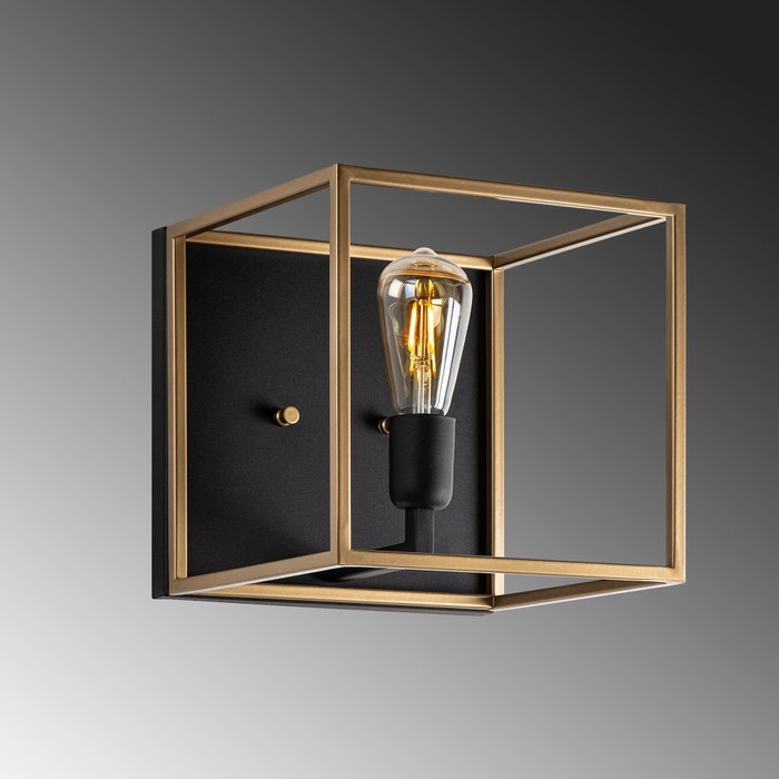 Opviq Lámpara de Pared de Cuerpo Metálico Dorado y Negro